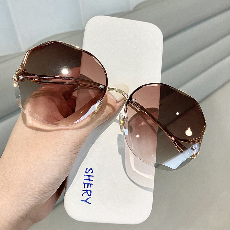 2022 Rimless Sunglasses Fashion Sunglasses Women Tide Vasos