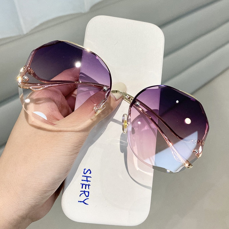 2022 Rimless Sunglasses Fashion Sunglasses Women Tide Vasos