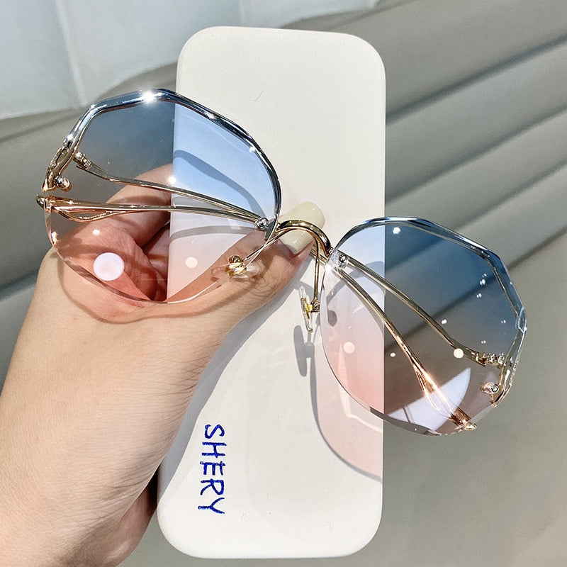 2022 Rimless Sunglasses Fashion Sunglasses Women Tide Vasos